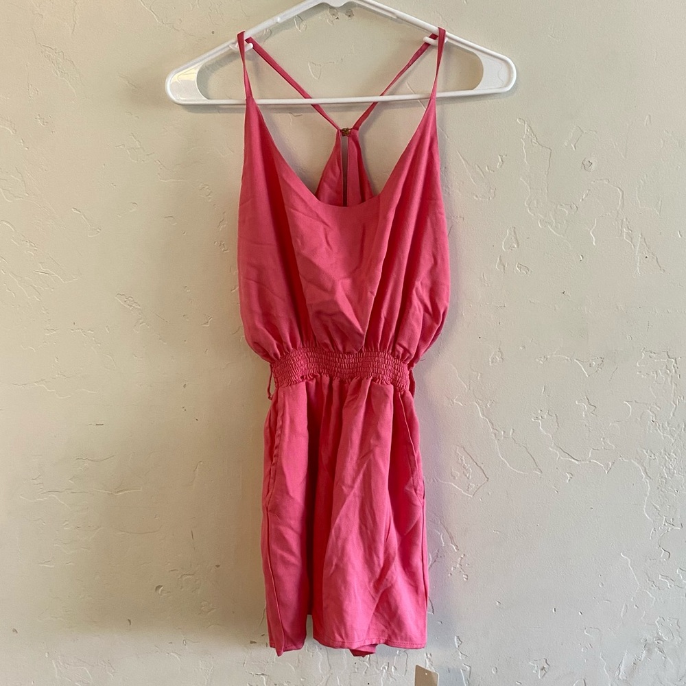Melocoton NWT Fushia Pink Smocked Romper Extra Small